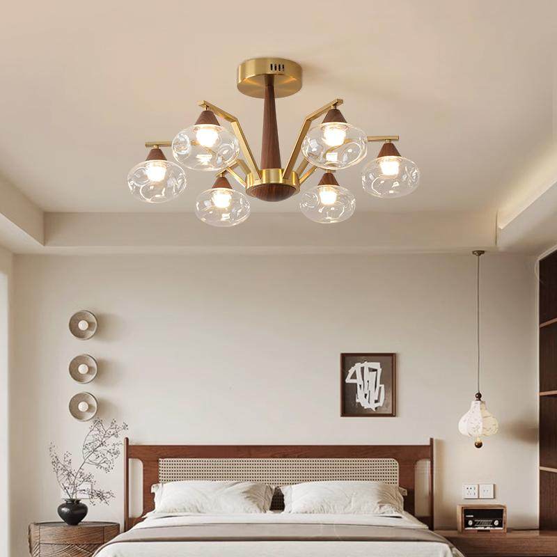 客厅现代简约法式轻奢高级感木纹个性创意玻璃灯罩中古风护眼灯具,家装灯饰光源,客厅吊灯,淘宝优惠券,粉丝福利购,淘宝优惠卷