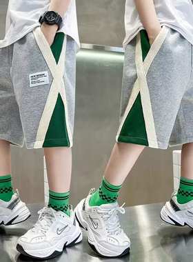 夏季男童纯棉运动短裤薄款2024新款中大童男孩帅气宽松休闲五分裤