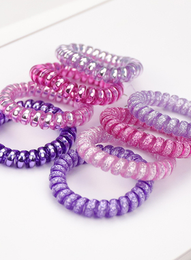 葡萄汽水~1条装 梦幻紫色系镭射闪粉电话圈基础发绳发圈少女发饰