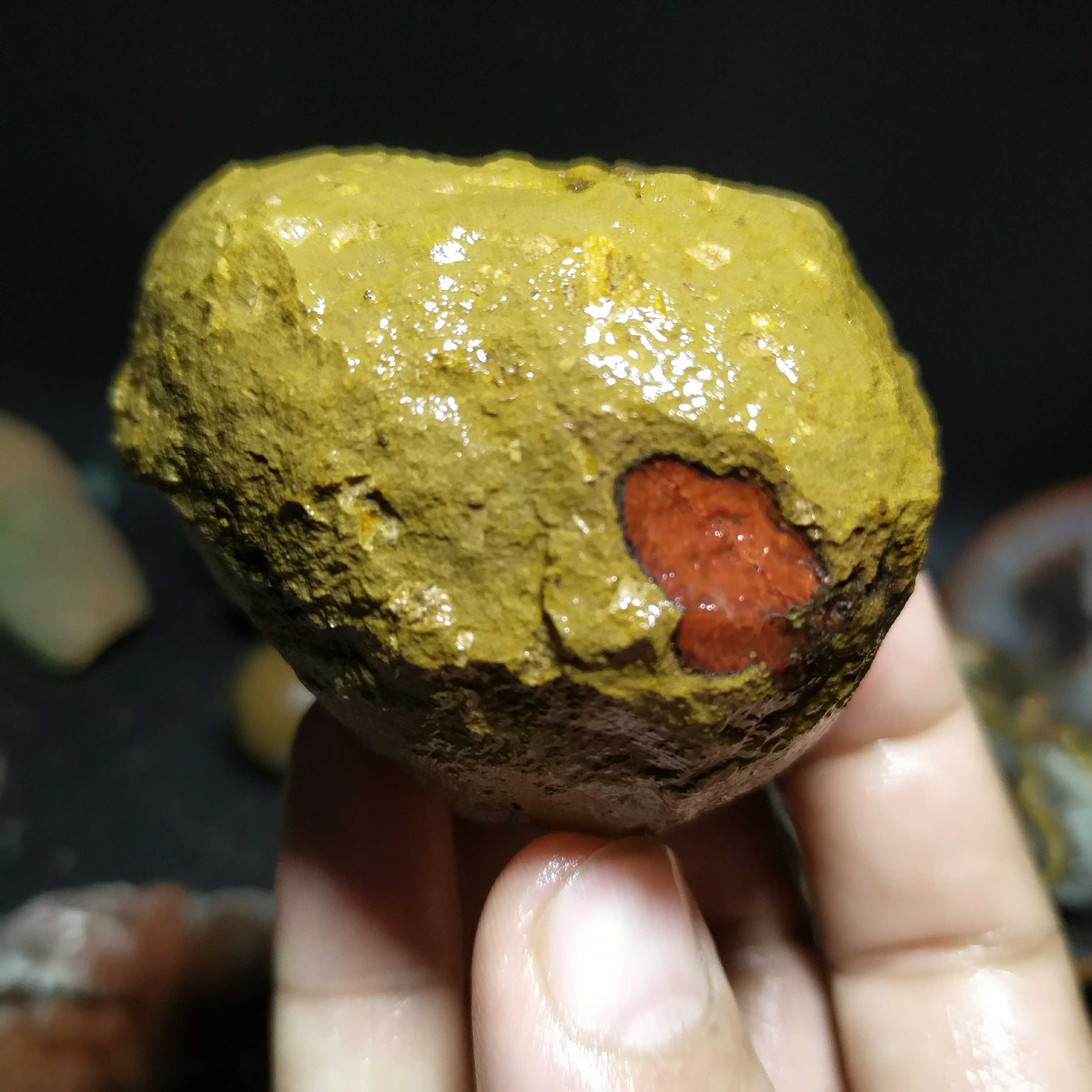 宣化战国玛瑙原石开口明料主山料红稿玛瑙手把件大珠子雕件250304