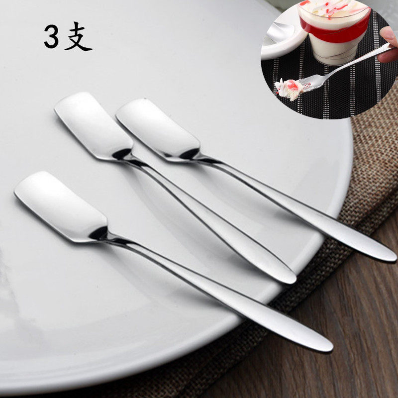 3支 精致不锈钢咖啡搅拌勺甜品勺子方头短柄小汤匙调羹蛋糕西瓜勺,餐饮具,咖啡勺,淘宝优惠券,粉丝福利购,淘宝优惠卷