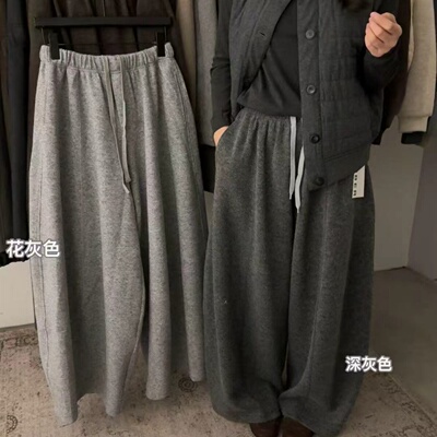 2026秋新款高腰宽松显瘦百搭休闲阔腿垂感糯米裤浅灰色卫裤女长裤
