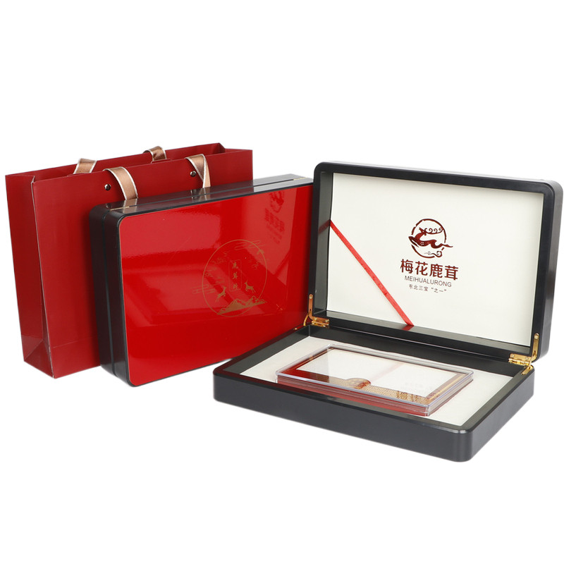新款黑红鹿茸片包装盒20克50克梅花鹿茸薄片礼品盒空盒子袋子批发