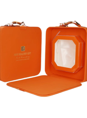 鹿茸片包装盒西洋参石斛橙色八角燕窝礼品盒高丽参正方亚克力内盒