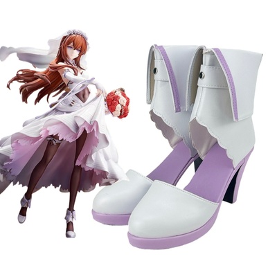 命运石之门牧濑红莉栖 婚纱cos鞋子定制动漫cosplay靴子来图定做