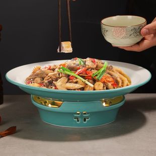 剁椒鱼头专用盘子大盘鸡炒鸡盘子保温菜盘蜡烛加热炉干锅明炉餐具
