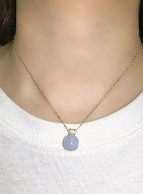 天然紫罗兰翡翠路路通转运珠玉石吊坠挂件项链925纯银锁骨链礼物