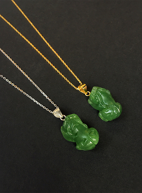 玉石天然和田玉貔貅吊坠女银项链