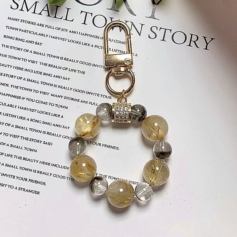 金发晶绿幽灵水晶钥匙扣吊坠包包