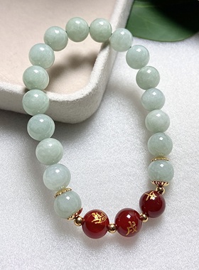 天然翡翠三合贵人十二生肖手链女