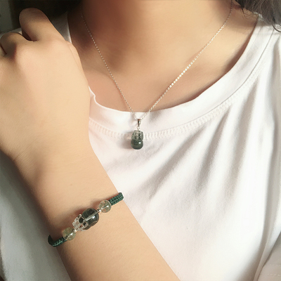 天然绿幽灵貔貅吊坠项链手链