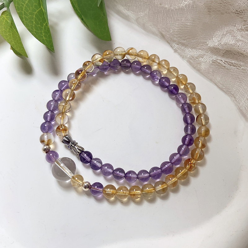 天然紫水晶黄水晶串珠项链女款九紫离火招财转运珠锁骨链生日礼物,饰品/流行首饰/时尚饰品新,颈饰,淘宝优惠券,粉丝福利购,淘宝优惠卷