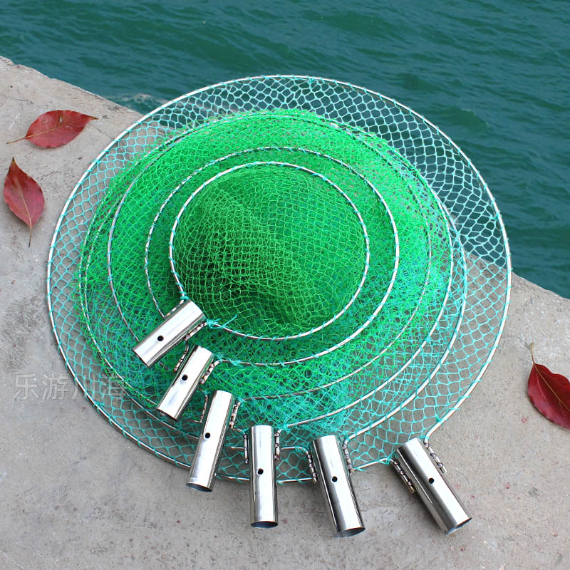 鱼网兜抄网头不锈钢实心捞鱼网头大物小眼细网圈杆鱼具钓鱼配件
