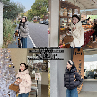 保暖连帽短款 外套150 新国标90白鸭绒泡芙羽绒服厚款 小小家小个子