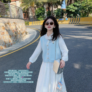 小个子春新款 两件套显白日常百搭套装 针织马甲 衬衫 长袖 小小家