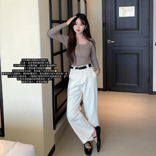 小小家 小个子小码天丝棉直筒阔腿裤八九分显高显瘦遮肉牛仔裤xs