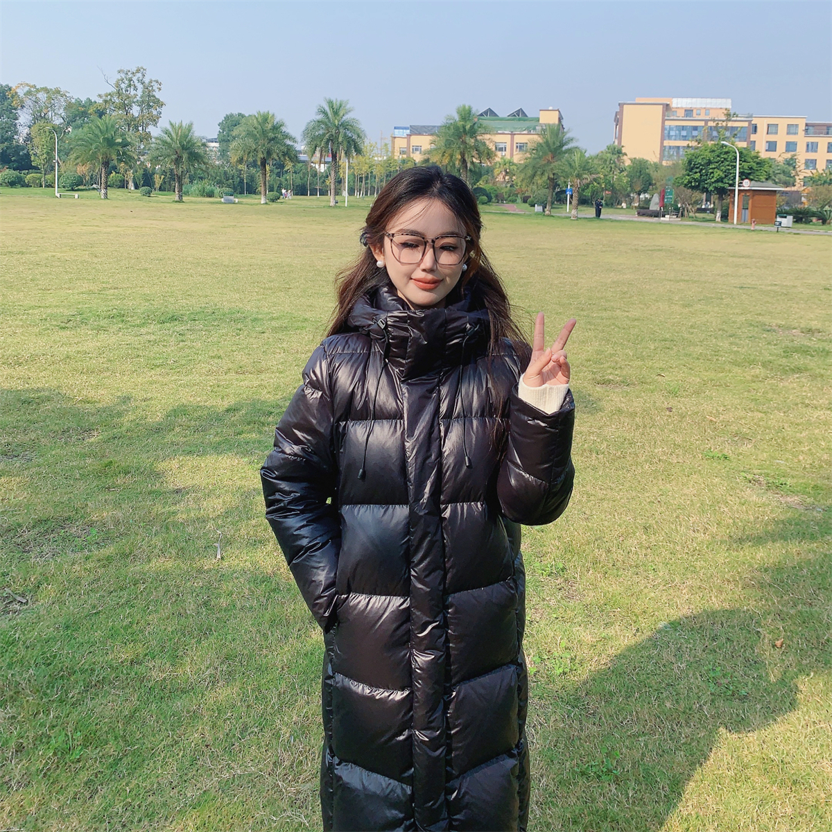 小小家中长连帽石墨烯羽绒服