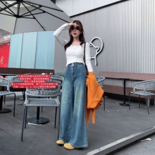 小小家 小个子小码大摆阔腿微喇牛仔裤长款显高显瘦腿长复古裤子