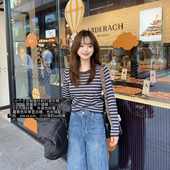 圆领条纹针织体恤短款 小小家 小个子小码 内搭基础百搭T恤150xs