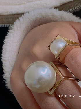 复古珍珠关节戒指女潮网红博主