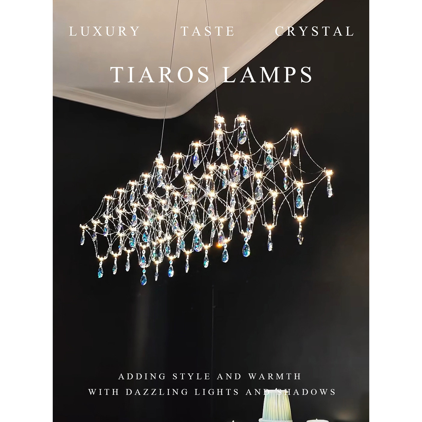 TIAROS法式水晶餐厅吧台萤火虫吊灯轻奢意式满天星一字型岛台灯具