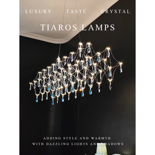 TIAROS法式水晶餐厅吧台萤火虫吊灯轻奢意式满天星一字型岛台灯具