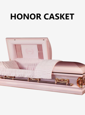 母亲棺材 - 粉色棺材，带有丁香色调和粉红色内饰