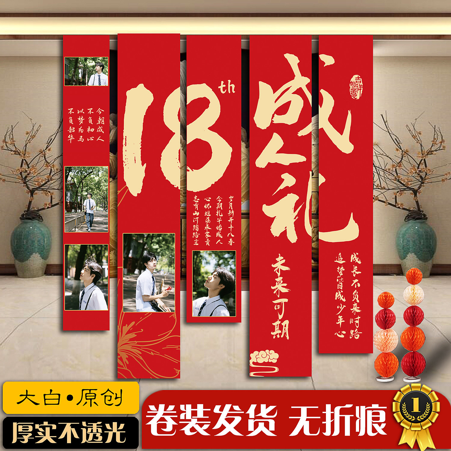 18岁成人礼照片条幅挂布背景墙