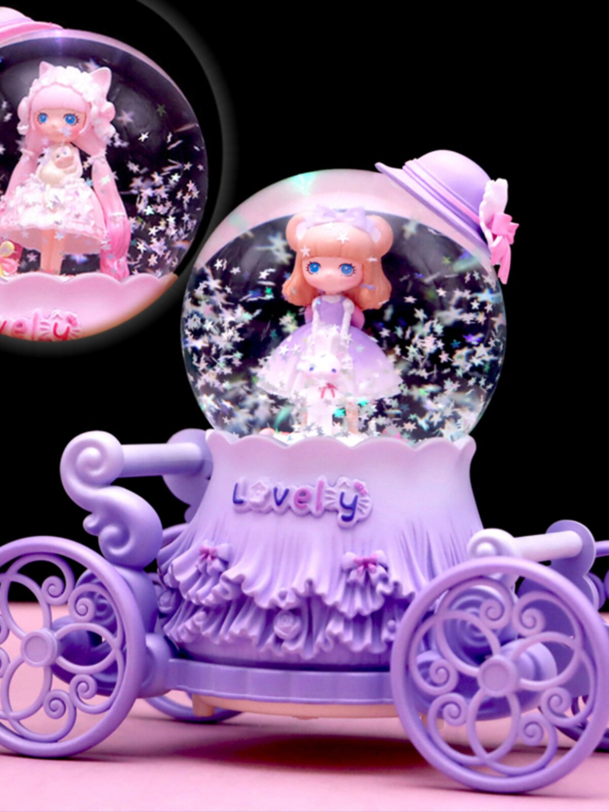 여자 뮤직 박스 귀여운 공주 로리타 크리스탈 공 여자 뮤직 박스 회전 눈 여자 선물 어린이 날