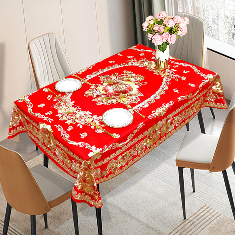 PVC塑料烫金长方形桌布欧式印花防水防油免洗隔热餐桌垫茶几台布