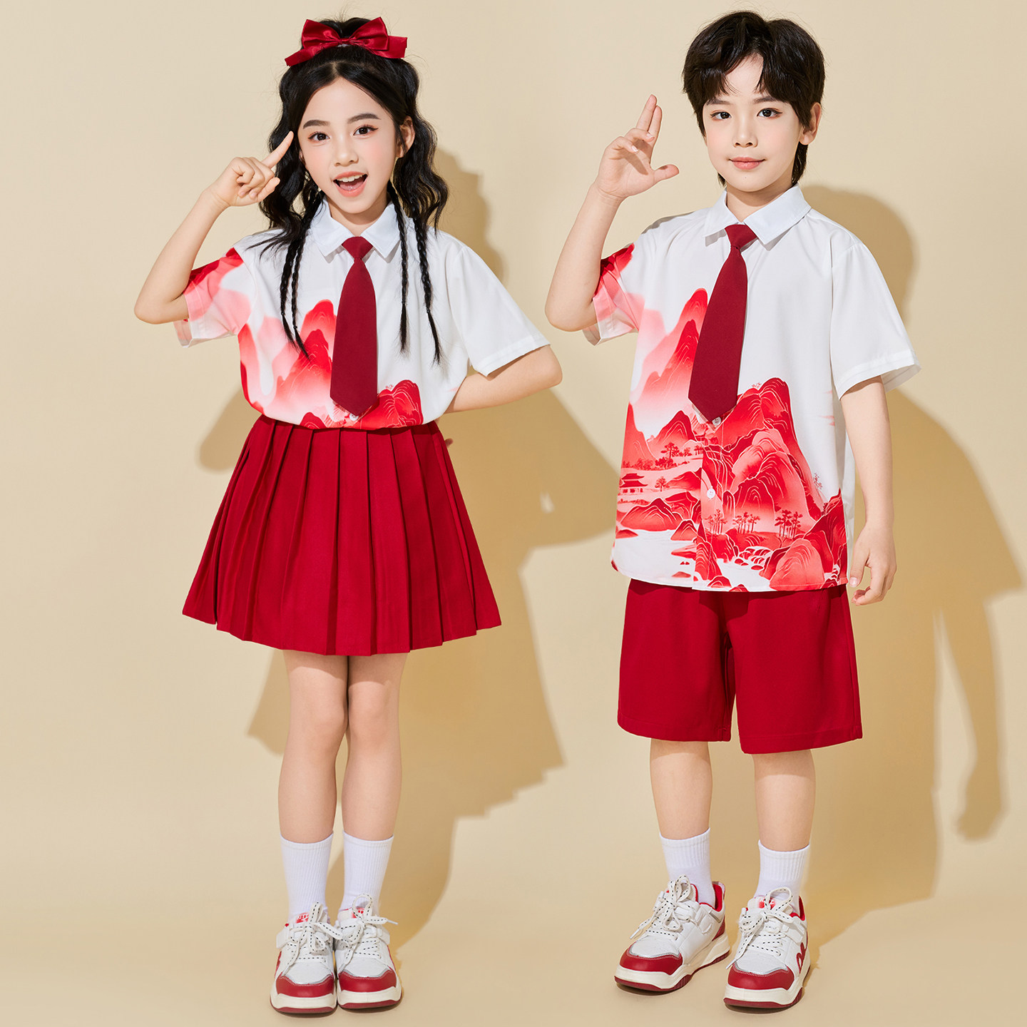 儿童国风大合唱服中小学生运动会啦啦队团体演出服幼儿园毕业照服