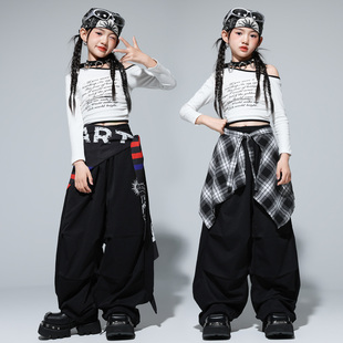 女童jazz爵士舞服装女团露脐长袖舞蹈练功服女团街舞现代舞演出服