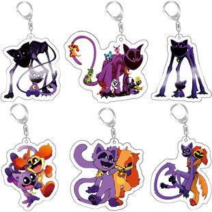 跨境热销微笑小动物亚克力钥匙扣波比3动漫周边瞌睡猫太阳狗挂件