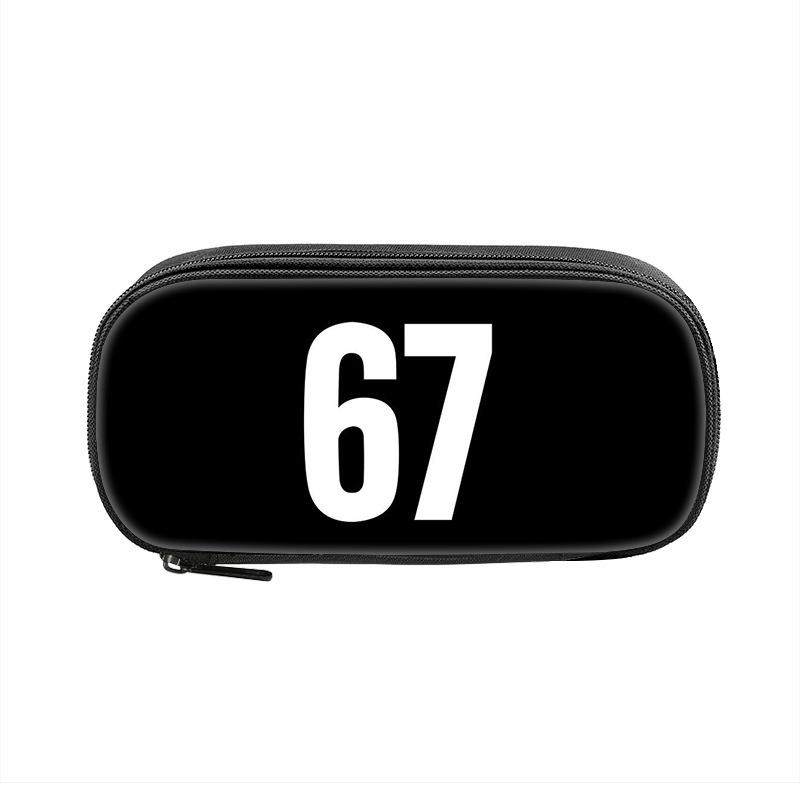 跨境新品67梗印花周边笔袋中小学生six seven铅笔文具盒圣诞礼物