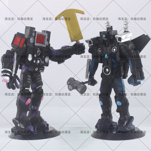 未来机甲战士泰坦监控人音响人公仔手办带底座大号电视人时钟模型