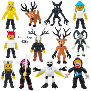 森林99夜游戏周边黑衣忍者麋鹿面具人变异猫头鹰公仔玩具模型摆件