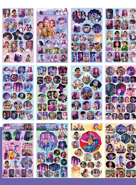 12张pcs猎魔女团涂鸦贴纸Stickers恶魔猎人男团儿童diy手帐贴画纸