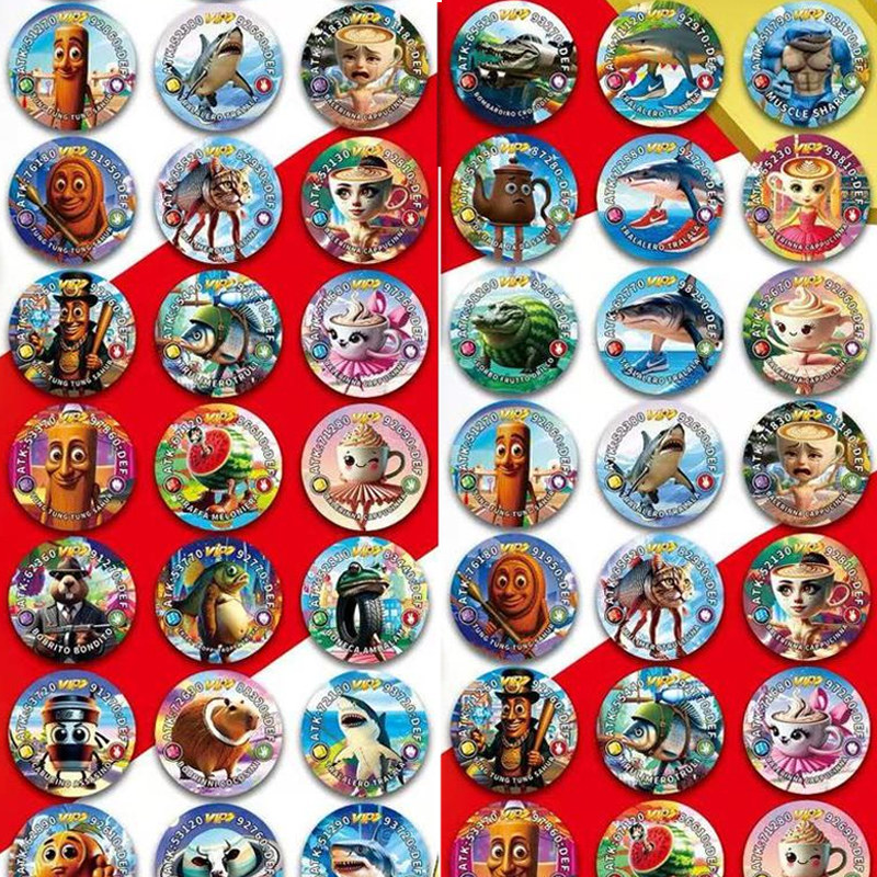 ai山海经圆形卡片收藏卡牌tungtungsahur儿童纸圆卡桌游玩具卡包