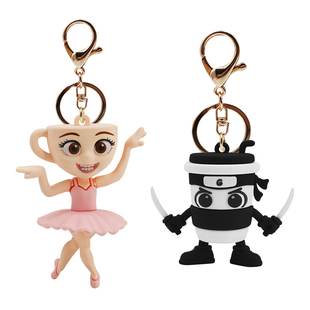 外国山海经通通通卡布奇洛小姐咖啡忍者手办钥匙扣开学书包挂件
