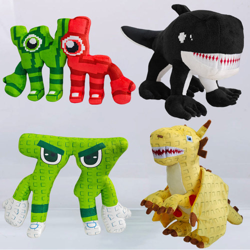窃取脑腐游戏WL字母怪77数字人67公仔毛绒玩具四脚鲨鱼黄飞龙玩偶