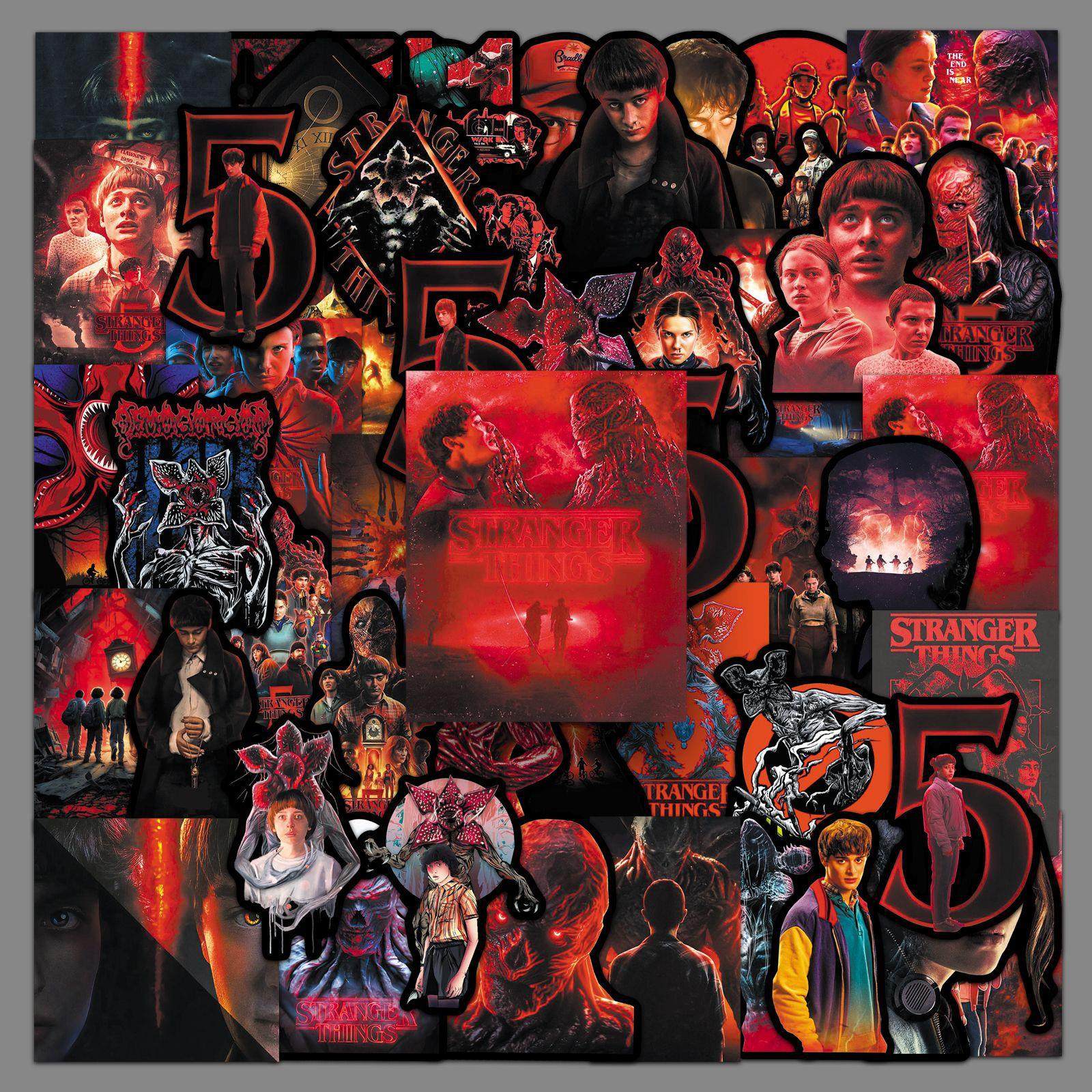 50张怪奇物语5海报涂鸦贴纸恐怖电影周边文具盒水杯吉他文具贴画,文具电教/文化用品/商务用品,贴纸/立体贴纸,淘宝优惠券,粉丝福利购,淘宝优惠卷