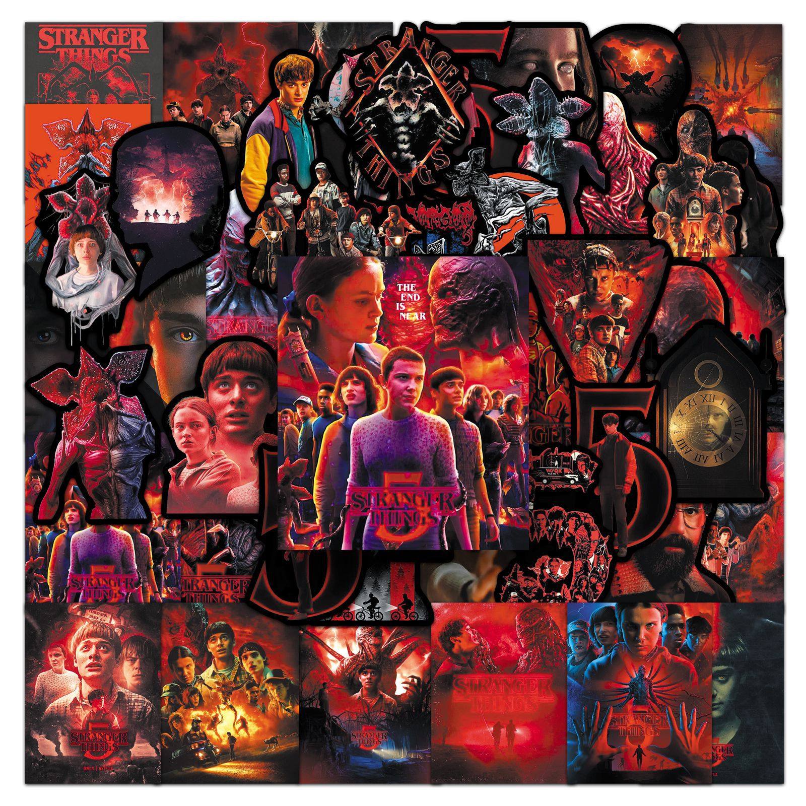 50张怪奇物语5海报涂鸦贴纸卡通恐怖食人花水杯吉他滑板文具贴画,文具电教/文化用品/商务用品,贴纸/立体贴纸,淘宝优惠券,粉丝福利购,淘宝优惠卷