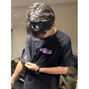 美式复古小火苗刺绣短袖T恤男女潮牌夏季新款宽松设计感情侣上衣