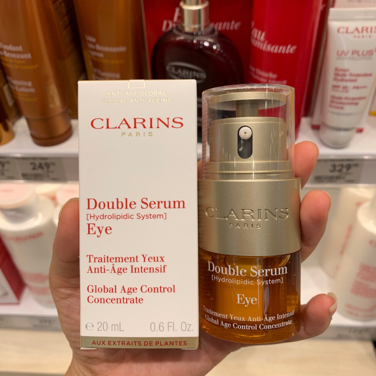 现货~精华眼霜2in1专柜娇韵诗双萃焕活眼部精华眼霜淡黑眼圈20ML
