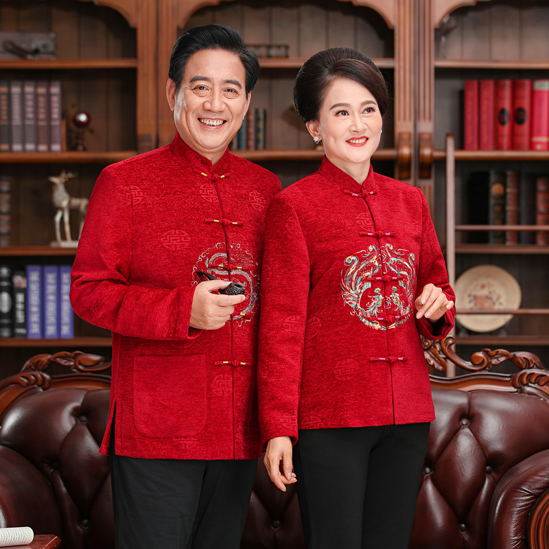 中老年男士唐装棉袄老人全家福