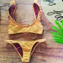 2019 mới chia bikini màu vàng sọc thấp eo gợi cảm đồ bơi nữ đồ bơi AliExpress đồ bơi xù - Bikinis bộ bikini 3 món