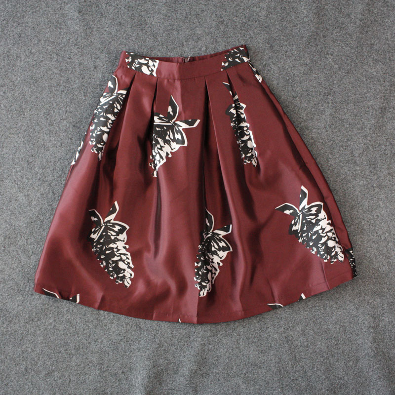 春季甜美休闲百搭酒红色拉系列中裙半身裙