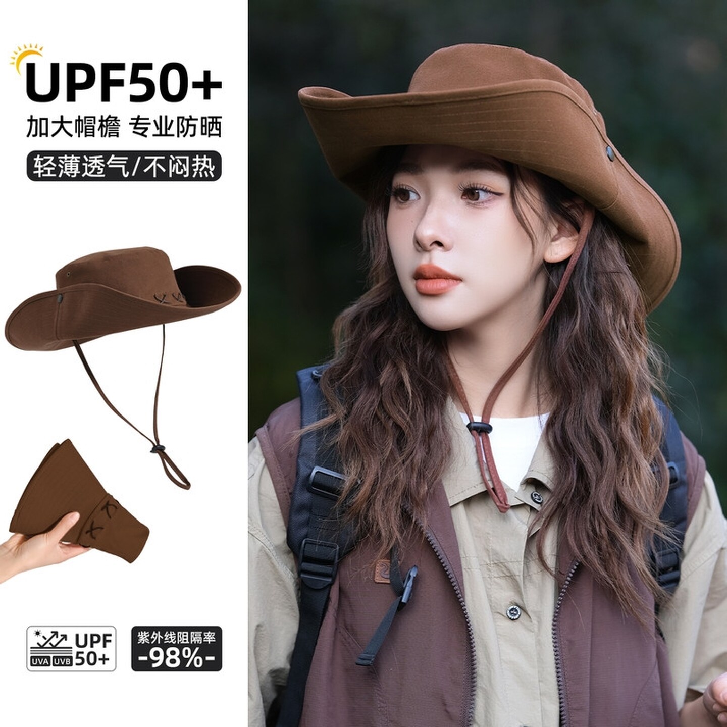 美式西部牛仔帽女夏季户外遮阳防晒新疆川西沙漠旅游草原渔夫帽子