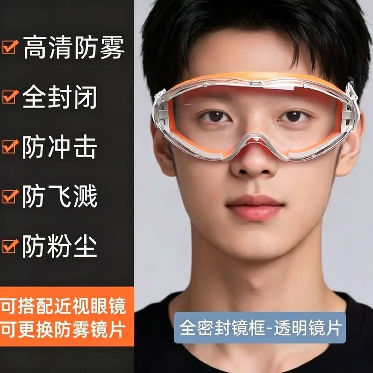 护目镜劳保专用打磨切割防飞溅骑行防风沙防雾电焊防灰尘眼镜漂流
