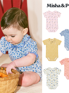 Little现货 Misha Puff SS26宝宝幼童印花短袖包屁衣pima棉